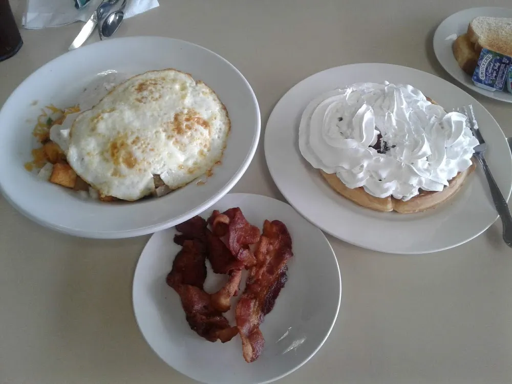 Belgian Waffle with Strawberries and Whipped Cream