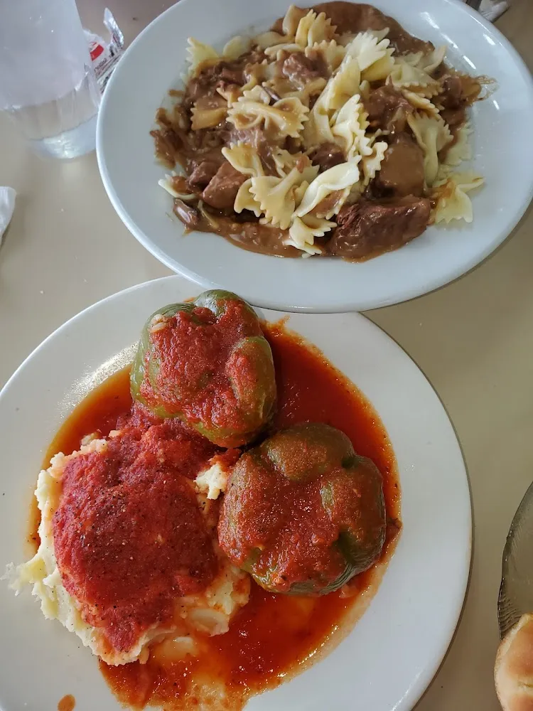 Stuffed Peppers and Beef Stroganoff